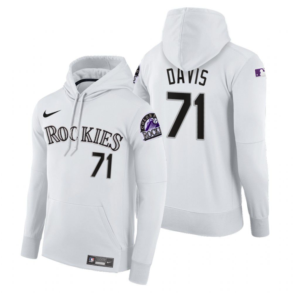 Cheap Men Colorado Rockies 71 Davis white home hoodie 2021 MLB Nike Jerseys